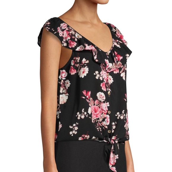 No Boundaries Tops - 3/$20 Ruffle Sleeveless Blouse, Black Floral